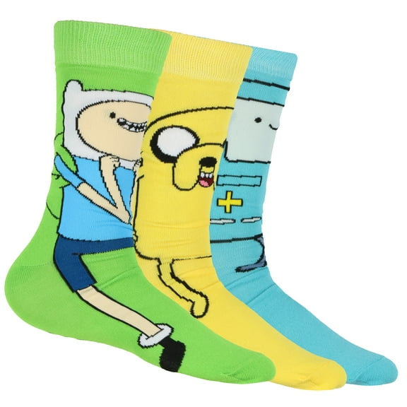 Adventure Time Socks Men's 3 Pairs Jake Finn BMO Mid Calf Crew Sock