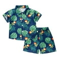 thumbnail image 1 of Hiiyo Infant Boys Hawaii Outfits Tropical Print Short Sleeve Beach Button Shirt Shorts Set, 1 of 2