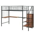 thumbnail image 3 of DreamBuck Twin Size Loft Bed with Desk and and Metal Grid, Metal Loft Bed with Storage Stairs and Wardrobe, Space Saving Loft Bed with Desk Underneath, Twin Bed Frames for Teens, Boys, Girls, 3 of 9