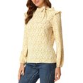 thumbnail image 4 of INSPIRE CHIC Women's Side Bow Tie Neck Long Sleeve Floral Ruffled Blouse, 4 of 6