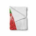 thumbnail image 2 of Letter a Soft Flannel Fleece Throw Blanket, Letter in Strawberry Style with Green Leaveslphabet Fun Food Theme, Cozy Plush for Indoor and Outdoor Use, 50" x 60", Vermilion Green Orange, by Ambesonne, 2 of 6