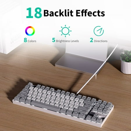 3inus - KEBOHUB EE01 Wired Mechanical Keyboard with 5-in-1 Hub, 87 Keys RGB Backlit, Hot-Swappable Switches for Mac & Windows - Brown Tactile