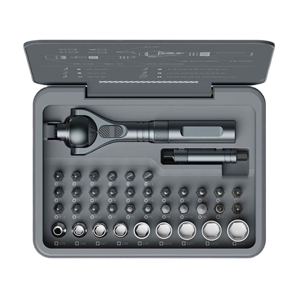40 in 1 Ratcheting Screwdriver Set with 180 Degree Rotating Head & Magnetic Bit Suitable for Tight Space Vehicle Repair