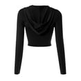 thumbnail image 4 of Tiqkatyck Crop Tops for Women, Long Sleeve Slim Fit Women's Flared Sleeve Tops Long Sleeve Hooded Shirts Crew Neck Crop Tops, Summer Tops for Women, Shirts for Women Black S, 4 of 8