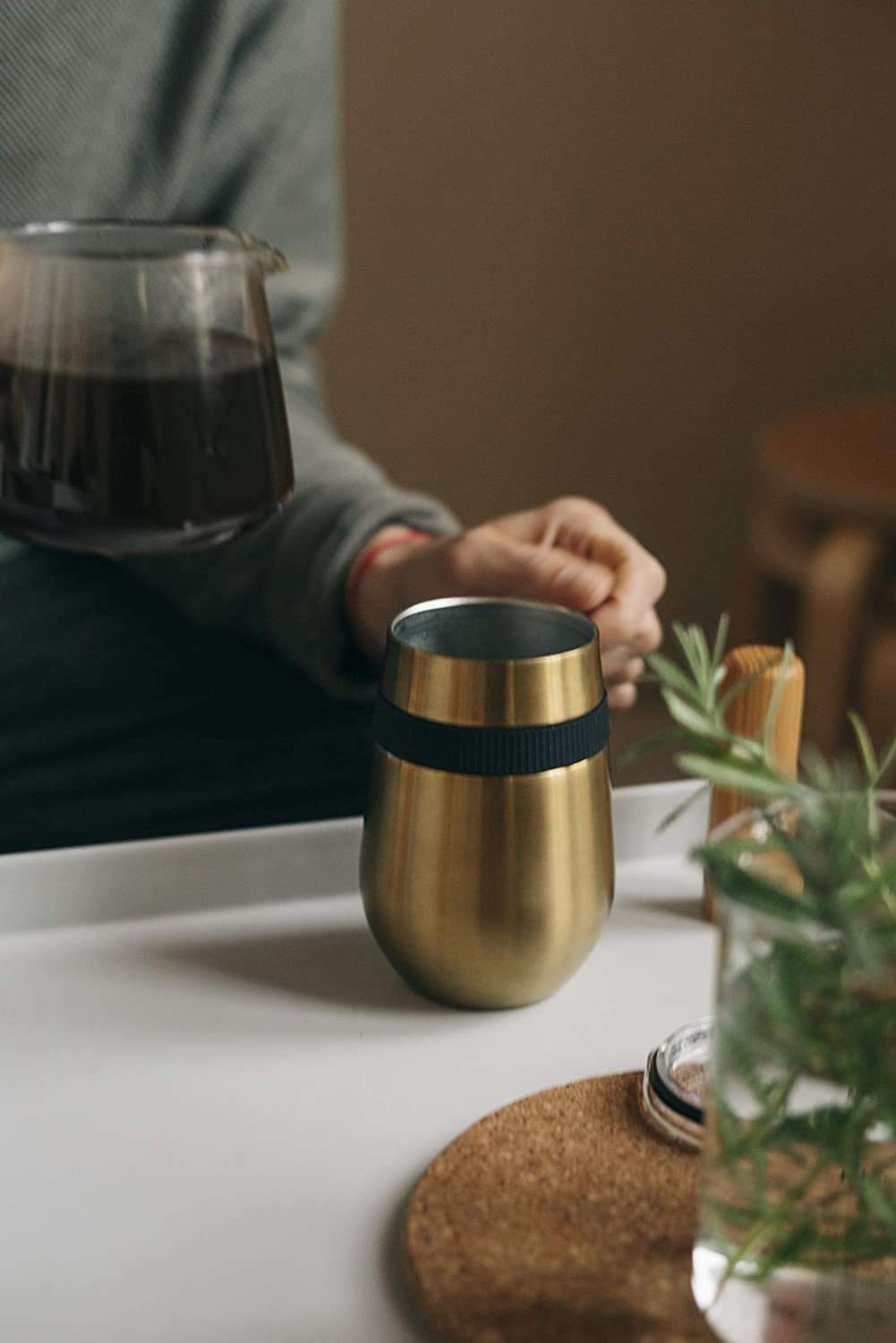 CAFE CONCETTO Stainless Steel Reusable Coffee Cup Rose Gold Premium Insulated Tumbler with Lid Keep On-The-Go Drinks from Water to Wine Hot or Cold 12oz/340ml