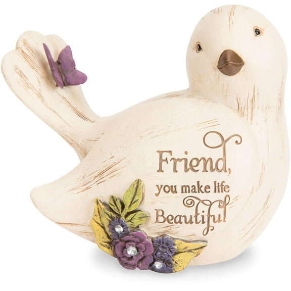 Simple Spirits - Friend, You Make Life Beautiful Floral Butterfly Bird Figurine 3.5 Inch