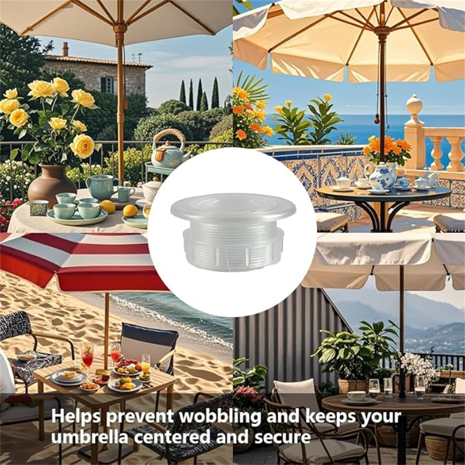 Outdoor Table Umbrella Hole Ring Plug Cap Set,Bexikou 2 Sets Parasol Umbrella Hole Ring Plug,Insert Ring for Outdoors Patio Umbrella Table Garden Deck Yard, Fits 2" Table Holes