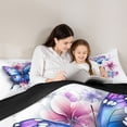 thumbnail image 5 of Castle Fairy Girls Floral Butterfly Full Size Comforter Sets,Blue Pink Bedding Sets, 5 of 8