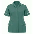 thumbnail image 3 of LYMAYTER S-3XL Women Medical Scrub Tops Slim Short Sleeve Workwear Turndown Collar Button Medical Workwear, 3 of 5
