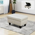 thumbnail image 6 of White Faux Leather Synthetic Leather Storage Ottoman, 6 of 6