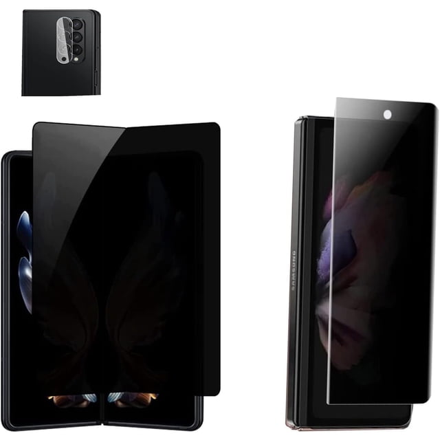 Privacy Screen Protector Designed for Samsung Galaxy Z Fold 4, Anti-peep 1PCS Outside +1PCS Inside Soft Film+ Clear Camera Lens Protector