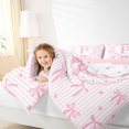 thumbnail image 3 of spefrowx Monogram P Bow Queen Bedding for Girls, Pink Stripe Love Heart Bedding Comforter Set Queen, Pink Reversible, 7-Piece, 3 of 6