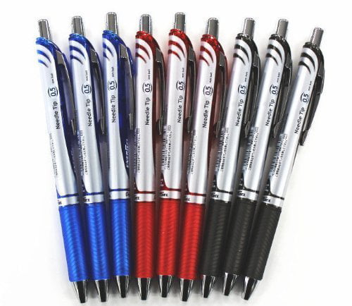 5 X Pentel EnerGel RTX Retractable Gel Pen 0.5mm BLUE  INK NEEDLE TIP 