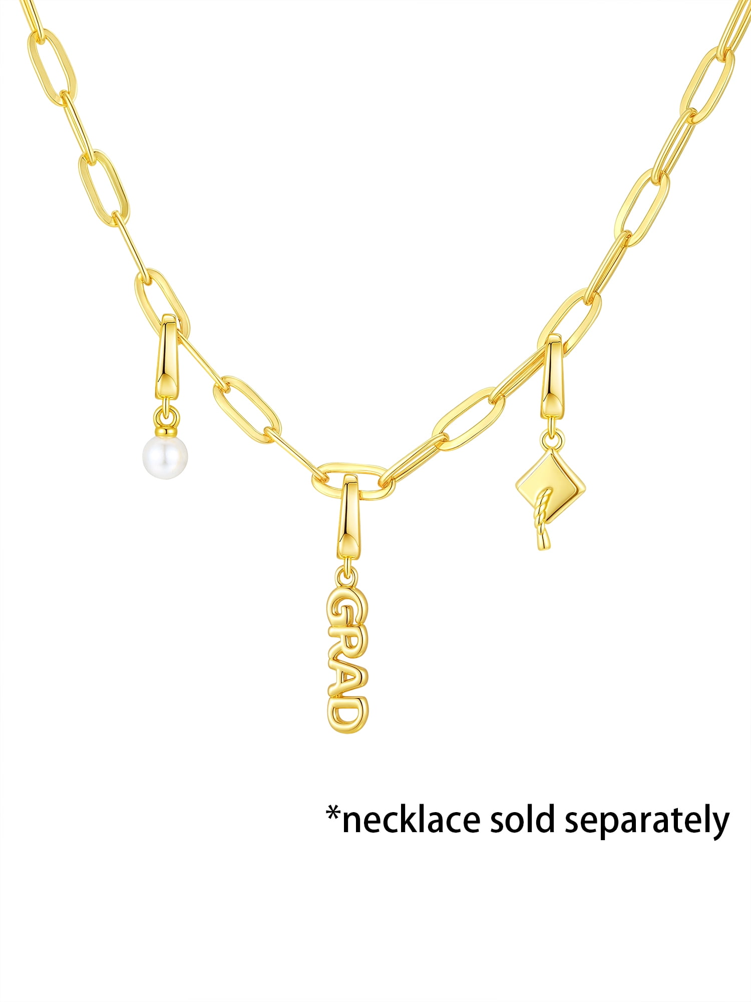 Brilliance Fine Jewelry Simulated Diamonds Graduate Charm Set in 14KT Gold Plated Sterling Silver