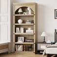 thumbnail image 2 of AOILE 68.7" Farmhouse Arched Bookcase, 5-Tier Wooden Bookshelf with Arch Design and Wooden Base, Rustic Vintage Display Shelf for Living Room, Office, Library, 2 of 9