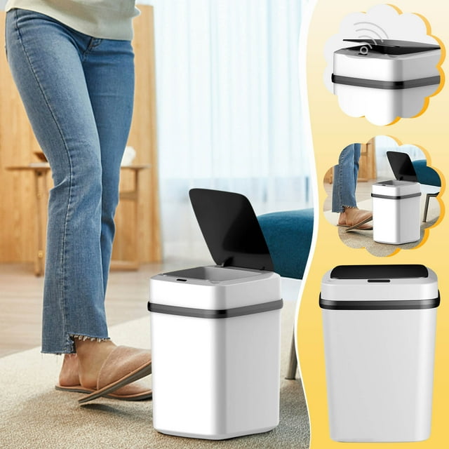 Hxlamzoo Large Smart Trash Can Induction Electric Toilet Sealing Design Bottom Thickening Modern and Warm for Living Room Bathroom Kitchen 13L