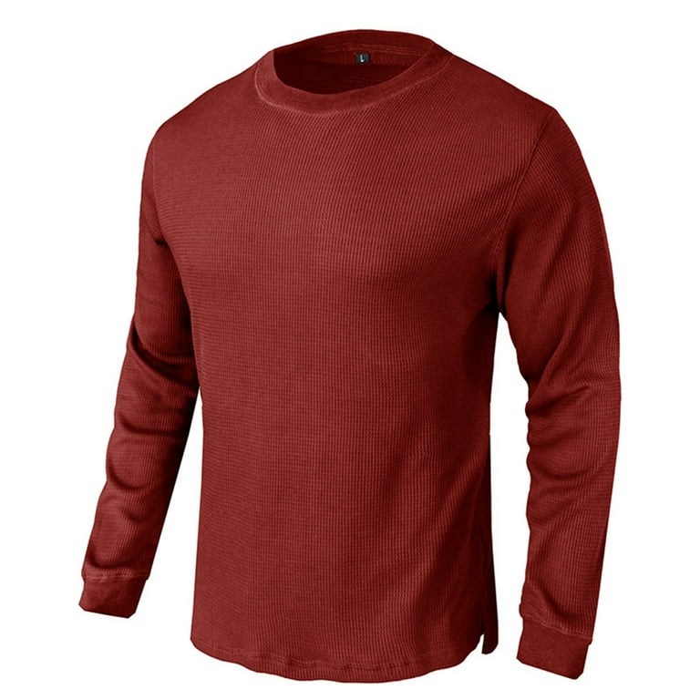 RYRJJ Men's Waffle Knit Sweater Tops Long Sleeve Crewneck T RYRJJ Men's Waffle Knit Sweater Tops Long Sleeve Crewneck T