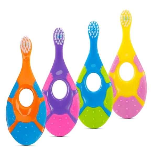 Cepillo de dientes para bebé Slotic 0-2 años con cerdas extra suaves (paquete de 4)