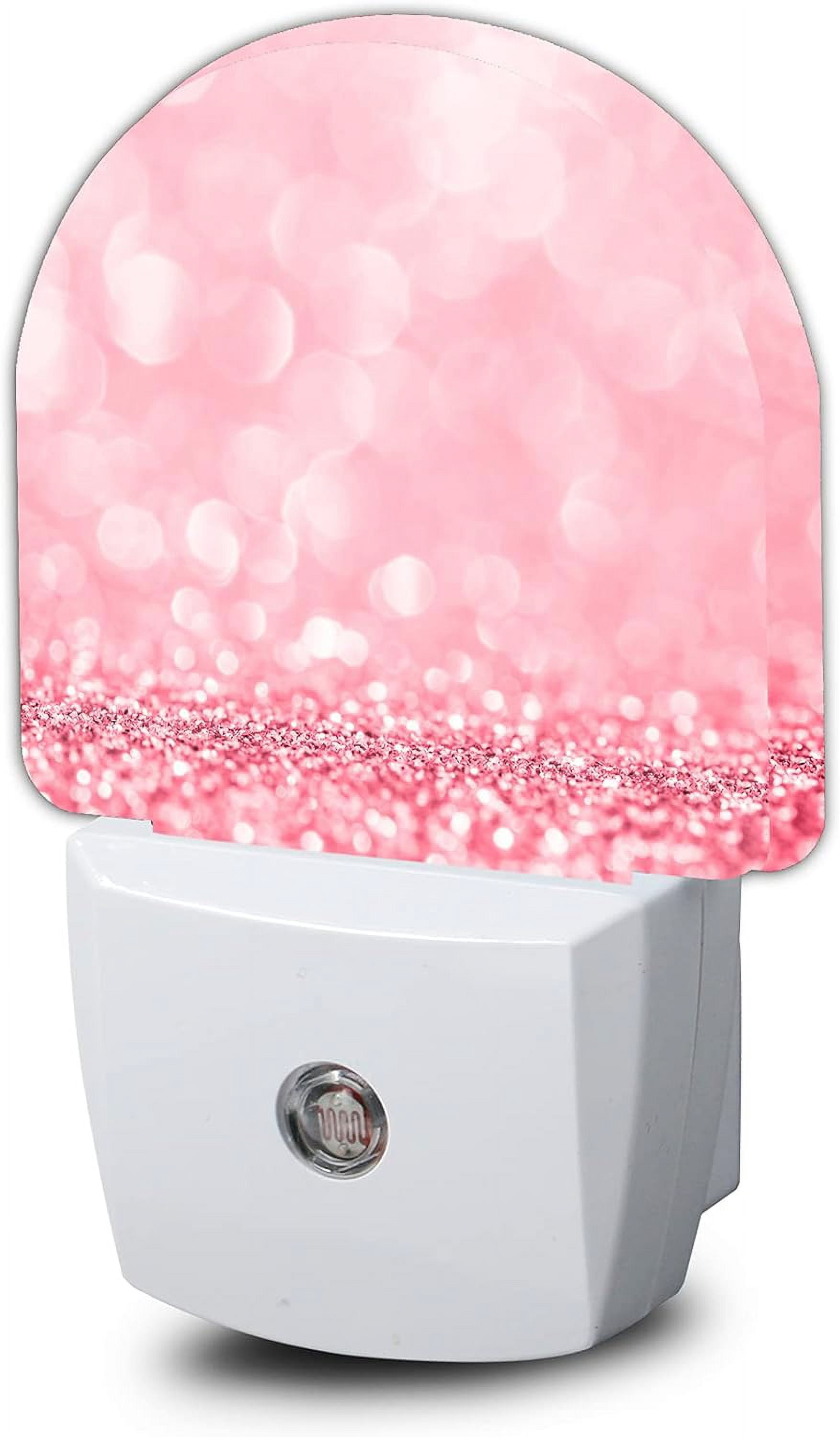 RGHJAR-Pink Glitter Night Light,Night Lights Plug into Wall Decor for Stairway/Hallway/Kitchen,Dusk to Dawn Sensor Nightlights for Boys/Girls/Women/Men Room Gifts