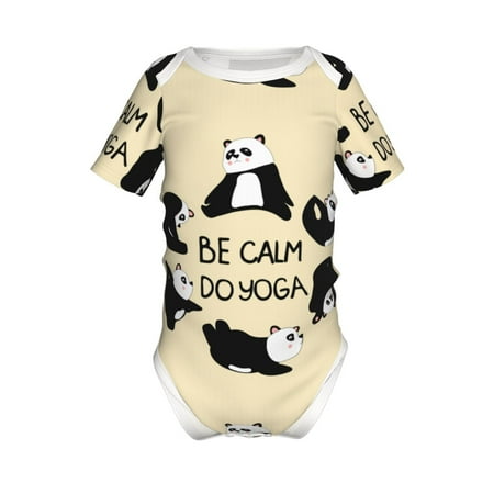 

Adobk Panda Doing Yoga Print Baby Climbing Clothes Jumpsuit Rompers Classic Rompers Child Short sleeve Bodysuits-6 Months