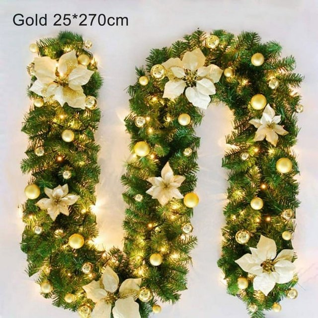 Guirnalda navideña con luces, guirnaldas navideñas preiluminadas con temporizador Guirnaldas navideñas iluminadas para exteriores con cadena de luces LED con batería para interiores, fiestas, decoración del hogar DORADO+LED oso de fresa Electrónica