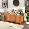 thumbnail image 2 of Costway 58 Gallon Wood Deck Box with Flip Top Teak Oil Finish Pool Supplies Cushions, 2 of 10