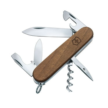 Victorinox Swiss Army Spartan 10 Function Swiss Made Wood Pocket Knife with 2 Blades (Large and Small), Screwdriver and Bottle Opener