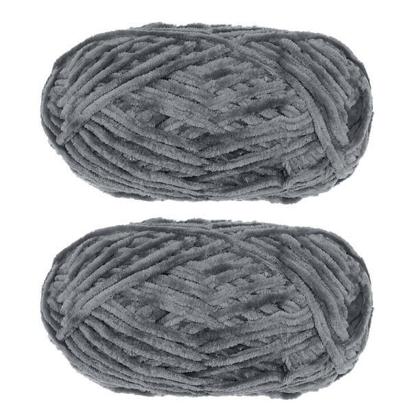 2 Ovillos Terciopelo Hilo Chenille Hilo 2x100g/7.1oz 174 Yardas Total Longitud #6 Súper Voluminosa Poliéster Suave Manta Hilo para Tejer Bolsa, Oscuro Gris