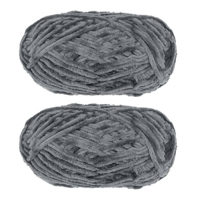 Unique Bargains 2 Pelotes Fil Velours Fil Chenille 87,49 Verges Polyester Fil Doux pour Couverture 2 Pcs Gris Foncé