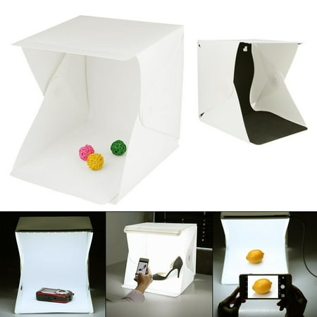 Portable Shooting Kit - Portable Photo Studio Shooting Tent, Small Foldable LED Light Box Softbox Kit with Black Backdrops for Photography