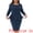 Navy Blue, variant on DARING DIVA Plus Size Peplum Pencil 3/4 Sleeve Flared Sheath Dress 1X Black