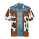thumbnail image 2 of Camisas con estampado de vaquero retro, ropa informal con patrón de mezclilla 3D para hombre, camisa hawaiana de manga corta para playa, ropa informal para exteriores para hombre, 2 of 5