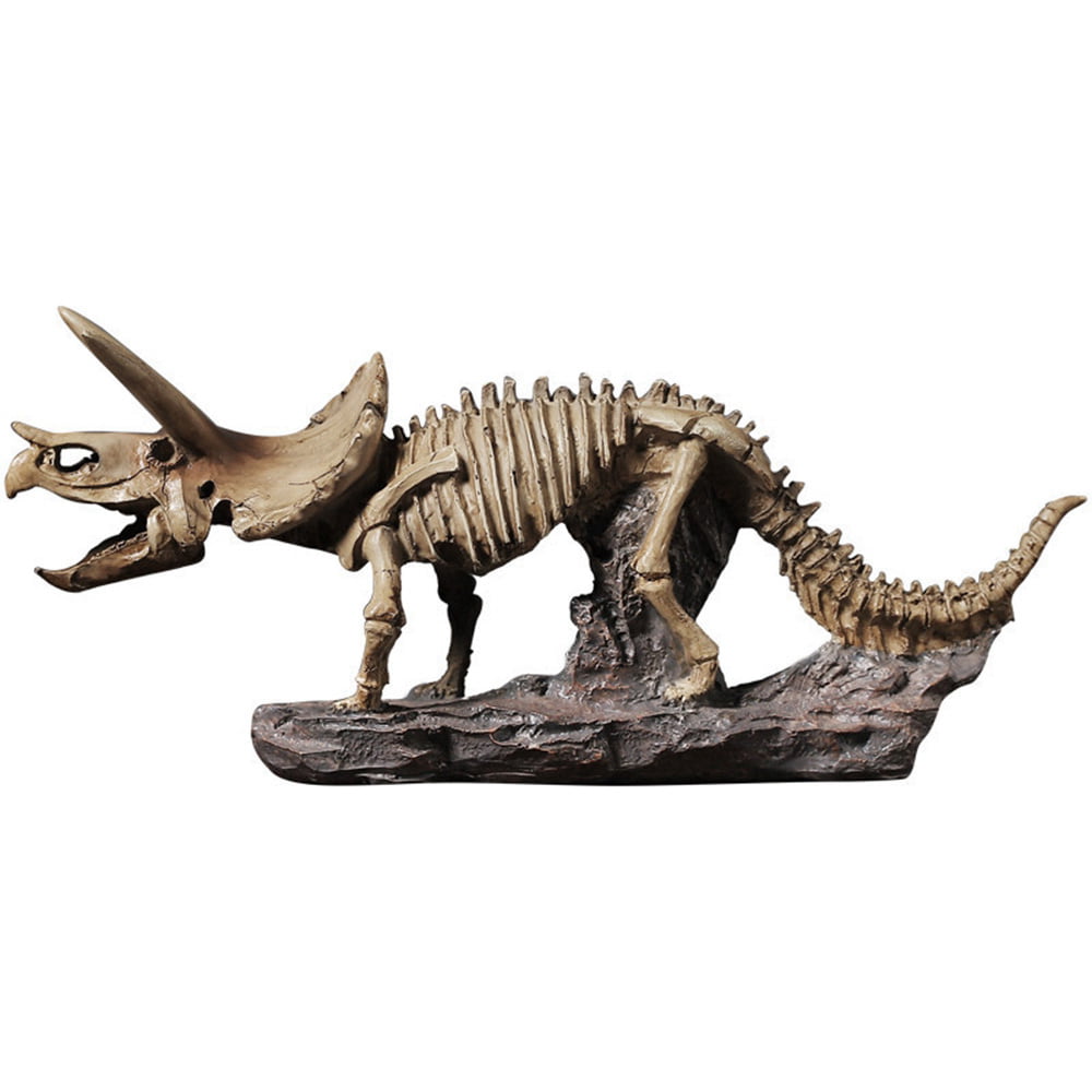 Home Shelf Simulation Triceratops Skeleton Fossil Statue Creative Animal  Resin Crafts Dinosaur Ornaments 