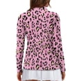thumbnail image 2 of Yuyamidu Leopard Print Golf Shirts for Women Pink Long Sleeve Quarter Zip V-Neck Golf Tennis Shirt Lightweight Athletic Shirt Size 2XL, 2 of 8