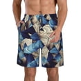 thumbnail image 2 of Uemuo Abstract Blue Squares Pattern Men's Swim Trunks Hawaiian Beach Bathing Suit Swimsuits Beach Quick-Dry Shorts with Pockets-, 2 of 9