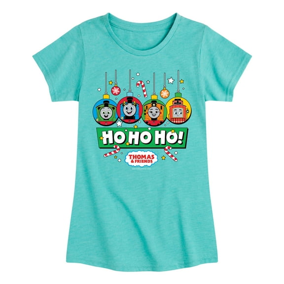 Thomas & Friends - Group Ornaments Ho Ho Ho - Youth and Toddler Girls Fitted Short Sleeve Graphic T-Shirt