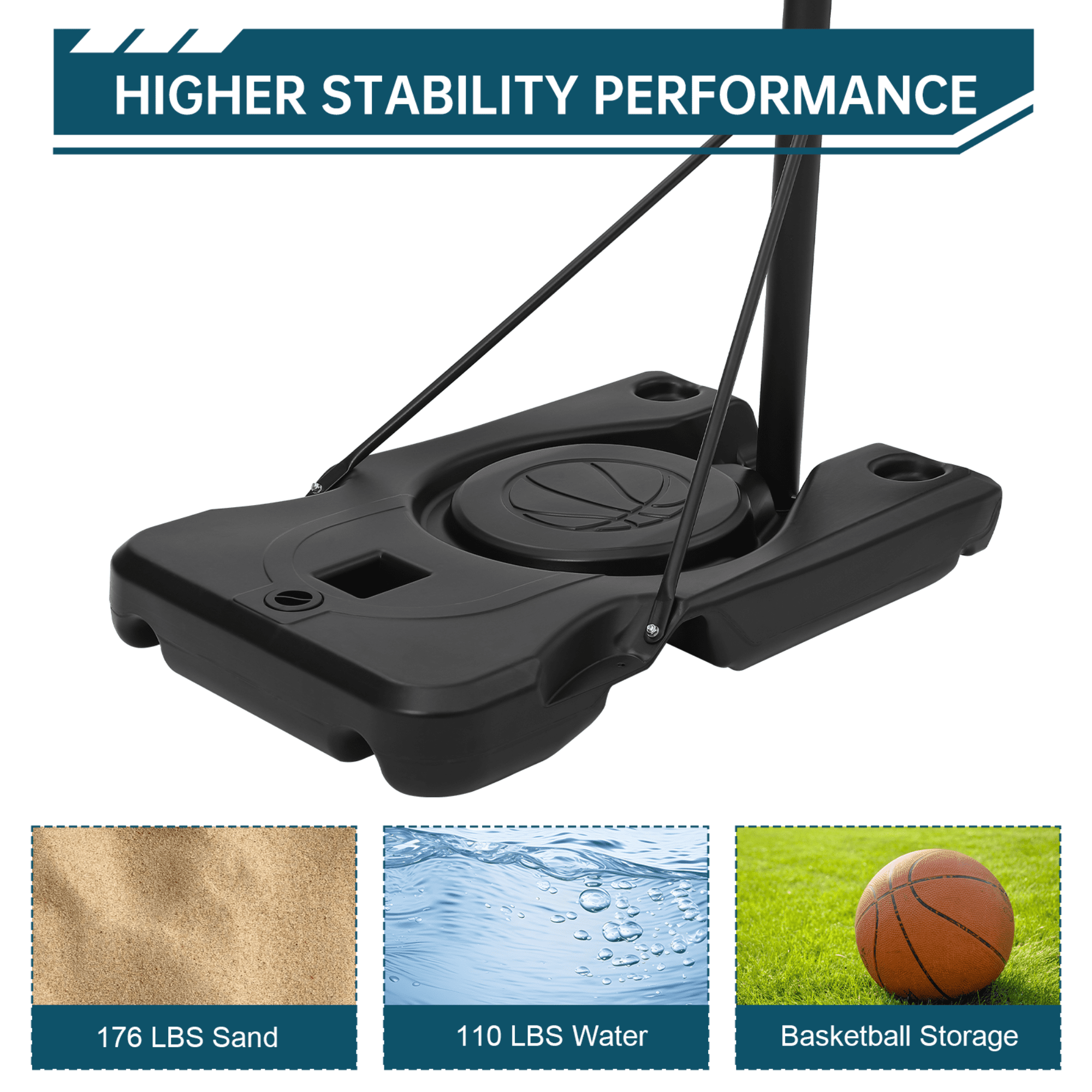 Height Adjustable Portable Basketball Hoop with Wheels & Basketball, Transparent Backboard Basketball Goal System for Kids Adults, Driveway Backyard