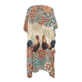 thumbnail image 2 of HELLHERO Rooster & Floral Mandala Bathing Suit Cover Up Loose Fit Polyester Quick Dry Long Kimono Swimsuit Cover Up, 2 of 6
