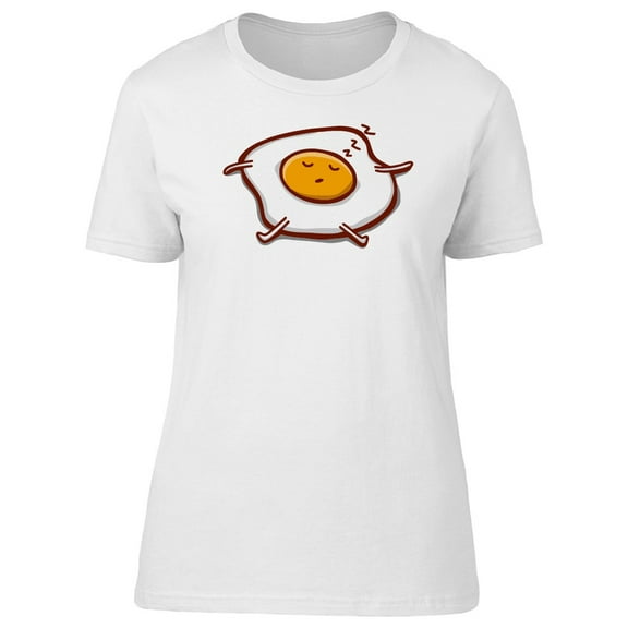 Cute Fried Egg Sleeping Cartoon Tee Women's -Image by Shutterstock