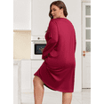 thumbnail image 6 of FEREMO Women Plus Size Nightgowns Long Sleeve Crew Neck Sleep Shirts with Pockets, 3 Pack, 6 of 9