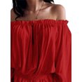 thumbnail image 3 of FASHIONWT Women Long Sleeve Slash Neck Top Ruffle Elastic-Cuff Blouse, 3 of 4