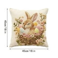 thumbnail image 3 of Linen Throw Pillow Covers, Bunny Pillow Covers, 22X22 in, Floral Pillow Covers, Embroidered, Easter Rabbit decor, Seasonal Mantel decor, 1 Pc, 3 of 6