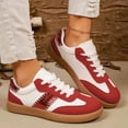 thumbnail image 3 of Womens Fashion Sneakers Classic Retro Skate Shoes Nonslip Sole Trainers Walking Shoes Lace up Color Block Tennis Shoes Red Size 9.5, 3 of 7