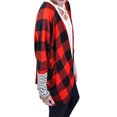 thumbnail image 3 of TWZH Women Plaid Print Open Front Striped Cuffs Color Block Cardigan Tops, 3 of 7