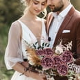 thumbnail image 6 of Real Touch Artificial Flowers - Wedding Bouquet Austin Roses Silk Flowers for Home Decor, Centerpieces, Valentine‘s Day Mother's Day Gift, Bride Props Fake Flowers Head, 1Pc(Wine,3.9x3.9"), 6 of 9