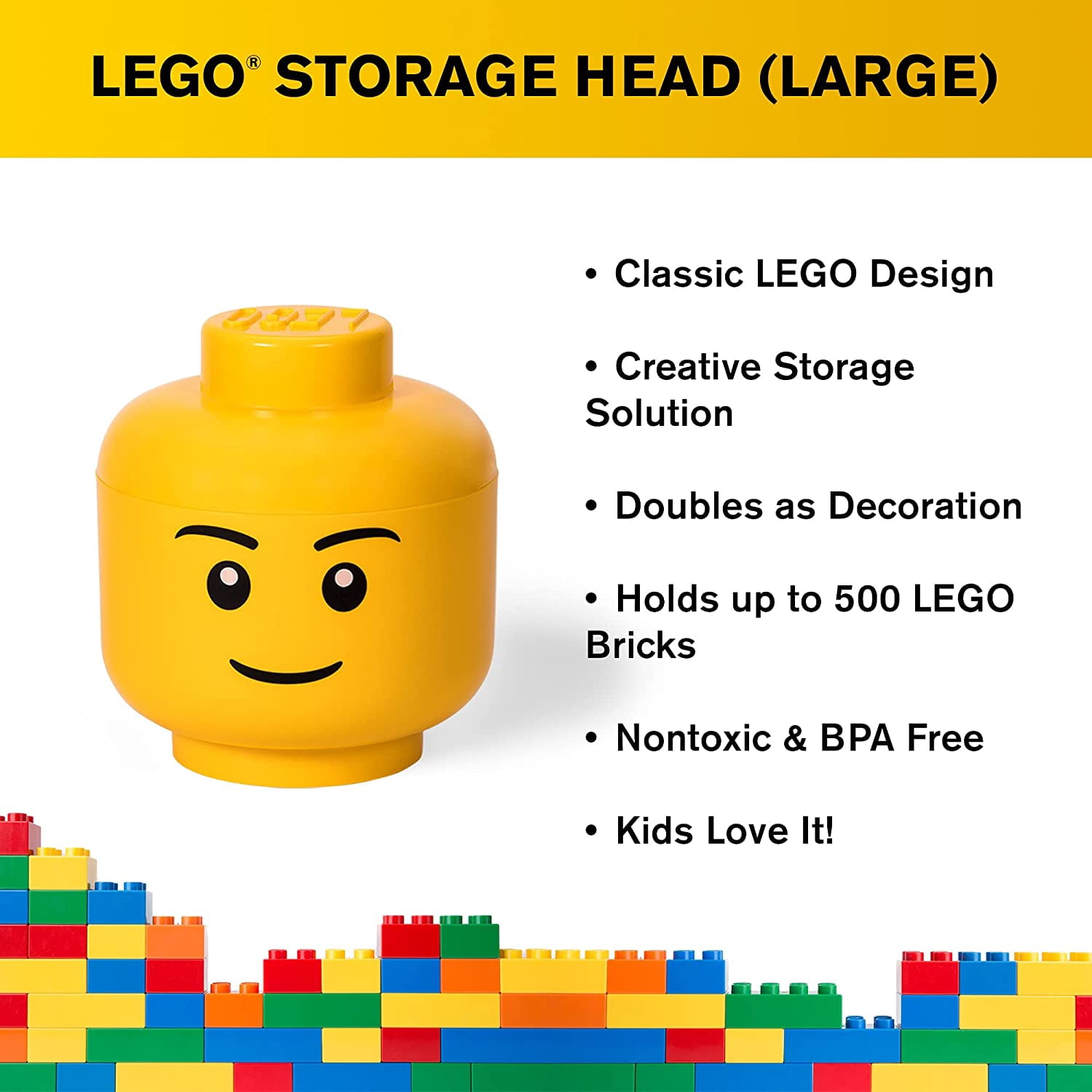LEGO Construction Blocks Storage Head - - Large Boy