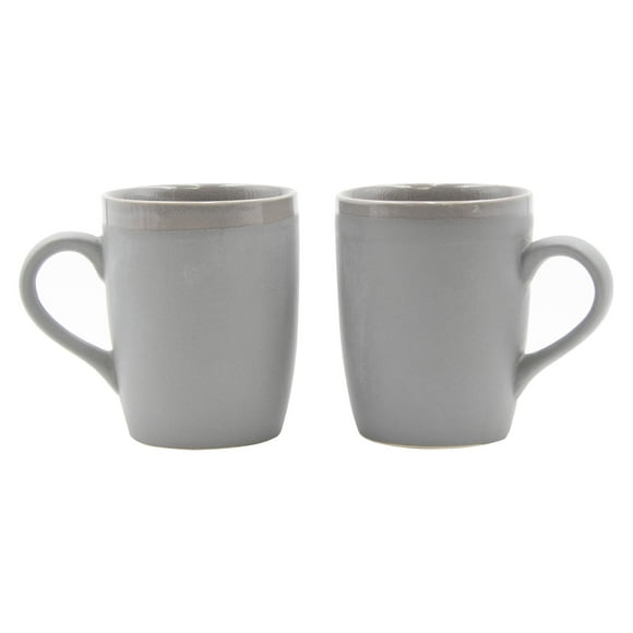 Grey Stoneware Mugs 10 Oz, Set of 2