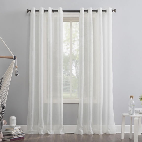 Mainstays Crushed Voile 2-Pack Sheer Grommet Window Curtains Panel Pair
