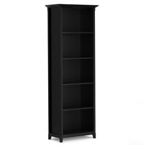 Acadian 72 inch x 26 inch Solid Wood Transitional 5 Shelf Bookcase in Black