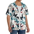 thumbnail image 4 of Vsdgher Butterfly Print Men's Wrinkle Free Untucked Cuban Shirt Business Casual Button Down Shirts Short Sleeve Shirt, 4 of 7